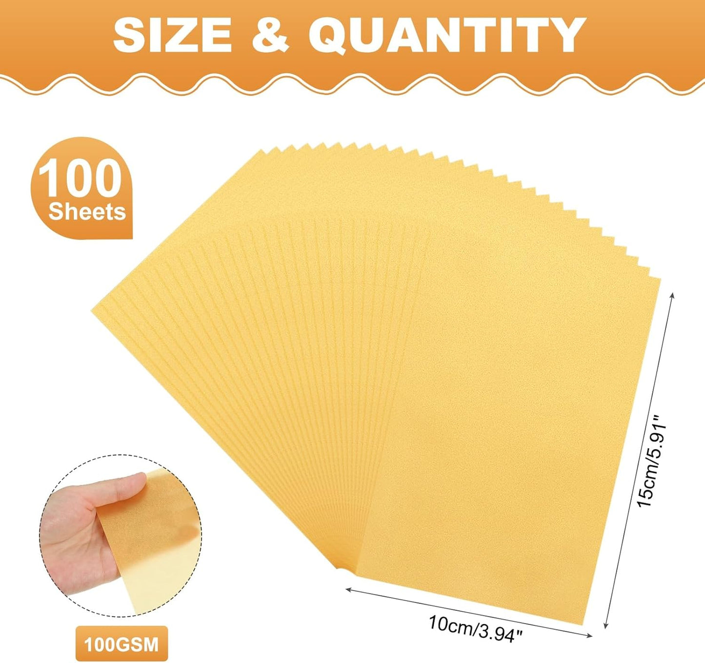 MECCANIXITY 100 Sheet Colored Vellum Paper 4" x 6", 100gsm Translucent Printable Vellum Sheets for Printing Wedding Invitations Inkjet Laser Printer, Bright Gold