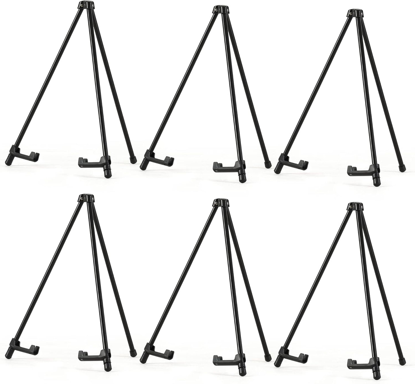 14" High Tabletop Instant Display Easel - Black Steel Small Tripod Easel Stand with Adjustable Holders for Pictures, Paintings, Posters and Store Signs(6 Pack)