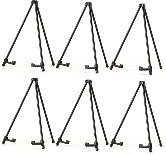 14" High Tabletop Instant Display Easel - Black Steel Small Tripod Easel Stand with Adjustable Holders for Pictures, Paintings, Posters and Store Signs(6 Pack)