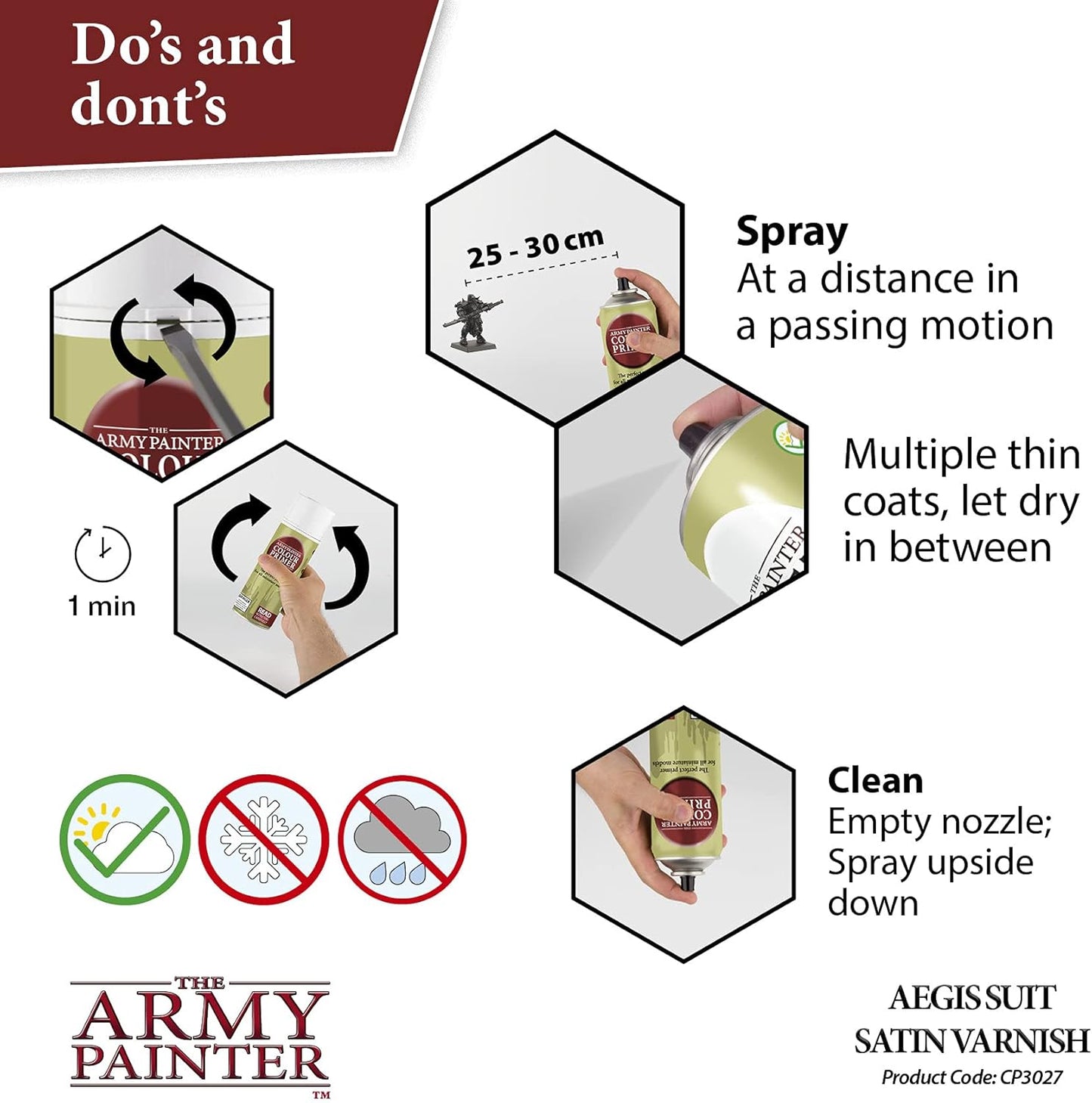 The Army Painter Satin Varnish, Spray Paint Varnish for Miniature Protection, Tabletop Roleplaying, Boardgames, and Wargames Miniature Modelling, 400ml