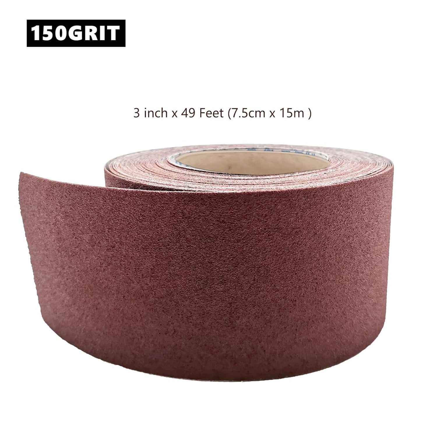 150 Grit Sandpaper Roll, 3 Inch x 49 Feet Emery Cloth Roll Aluminum Oxide Abrasive Paper Roll Continuous Sandpaper for Metalworking, Woodworker, Furniture Repair, Sanding Automotive Plumbing