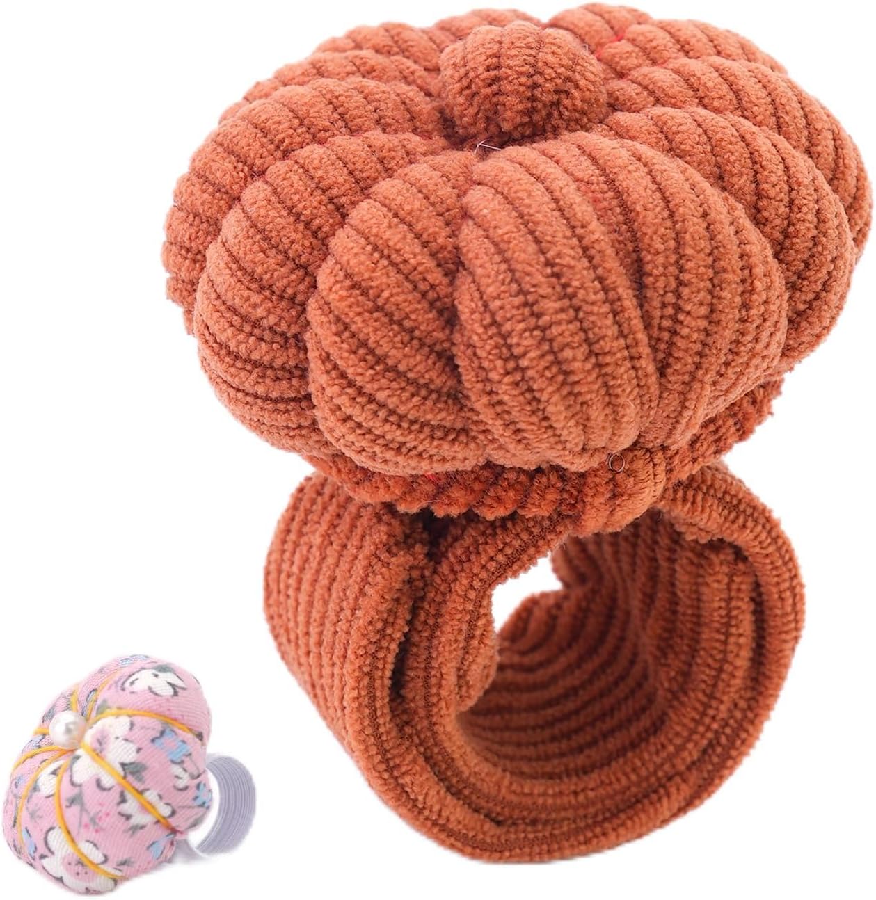 Wrist Pin Cushions, Sewing Needle Cushion kit with 1Pcs Elastic Strap Finger Ring Pincushions, Adjustable Strap Handcraft Needles Holder for Sewing and Quilting.(Maroon)