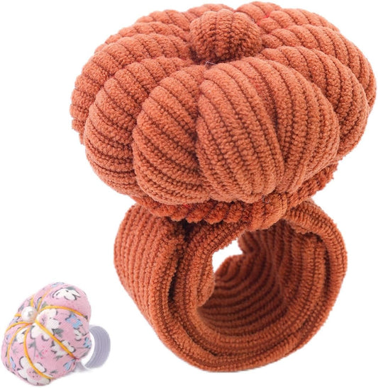 Wrist Pin Cushions, Sewing Needle Cushion kit with 1Pcs Elastic Strap Finger Ring Pincushions, Adjustable Strap Handcraft Needles Holder for Sewing and Quilting.(Maroon)