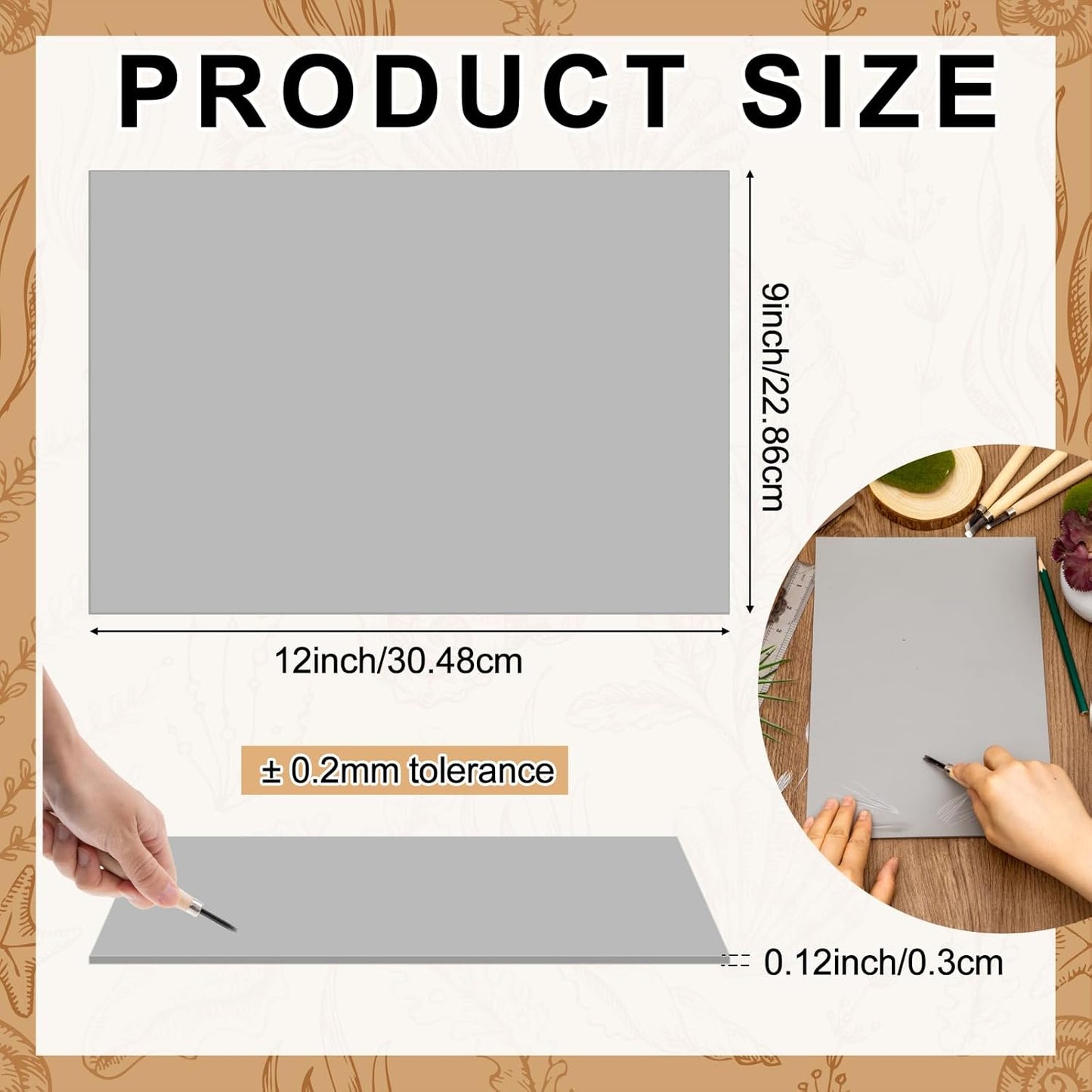 Yeaqee 8 Pcs 9 x 12 Inch Linoleum Block Rubber Carving Block Soft Linocut Blocks Large Linoleum Sheet Unmounted Lino Plates for Engraving Art Project Printmaking Artist Studio Supplies, Gray