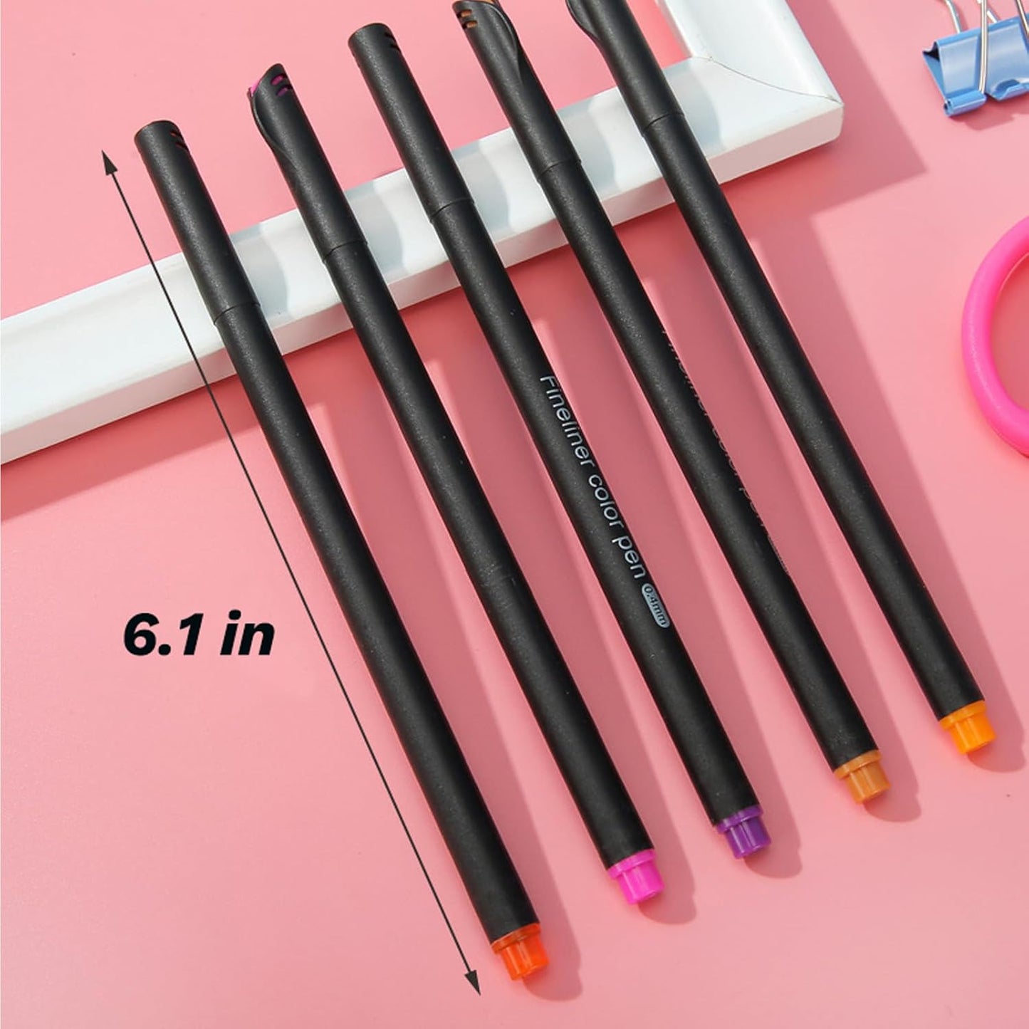 24 Colors Fineliner Color Pens - 0.4mm Fine Point Colored Pens for Journaling, Doodling, Drawing, Note Taking, Adult Coloring, Planner Supplies – Black Barrel