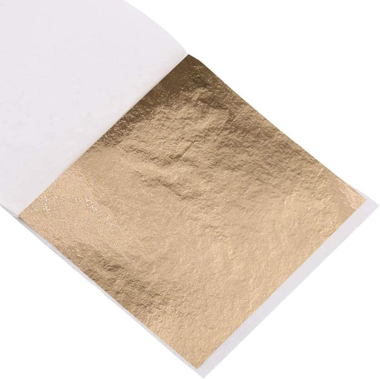 KINNO Gold Leaf Sheets - Champagne Gold Foil Paper 500 Sheets for Picture Frames, Sculpture, Handcrafts, Furniture, Arts Decoration, Gilding, Nails, Paintings, 3.15 by 3.35 Inches