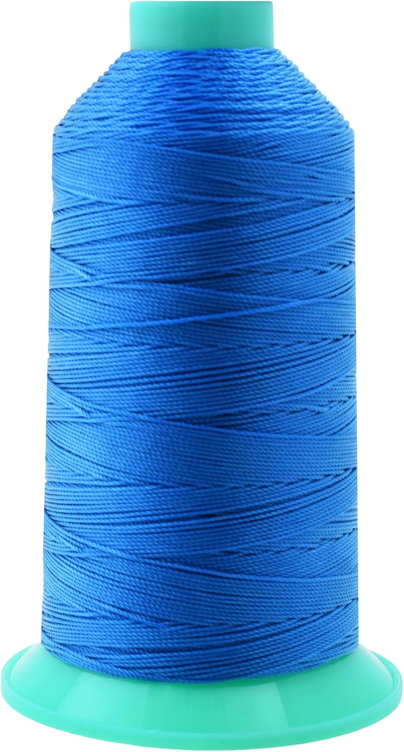 Mandala Crafts Bonded Nylon Thread Sky Blue Heavy Duty Sewing Threads - 800 YDs Size 277 840D T270 Tex 270 Thread for Leather Jeans Weaving Outdoor Marine Upholstery Threads