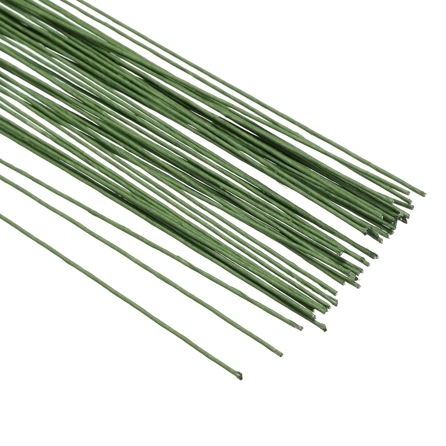 PATIKIL 22 Gauge 16" Floral Stem Wire, 100 Pcs Paper Wrapped Iron Artificial Flower Stem Accessories for DIY Bouquet Stem and Craft Decoration, Dark Green