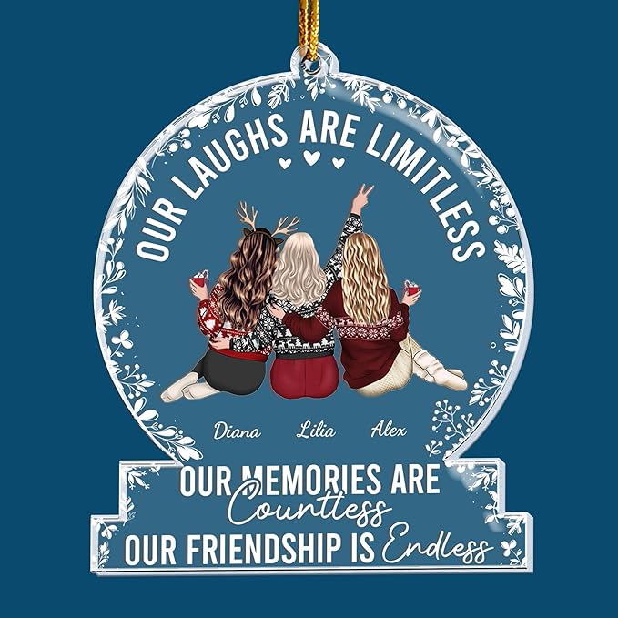 Macorner Personalized Friends Ornament, Our Memories are Countless, Our Friendship is Endless, Best Friend Ornaments for Christmas Tree Decorations Friendship Gifts for Friends Female Women