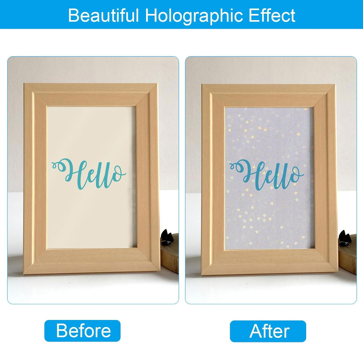 PATIKIL 11.7x8.3" Holographic Sticker Paper, 10Sheets A4 Polypropylene Self-Adhesive Transparent Waterproof Laminate Overlay Film for Photo Cards Scrapbook Decorations, Star