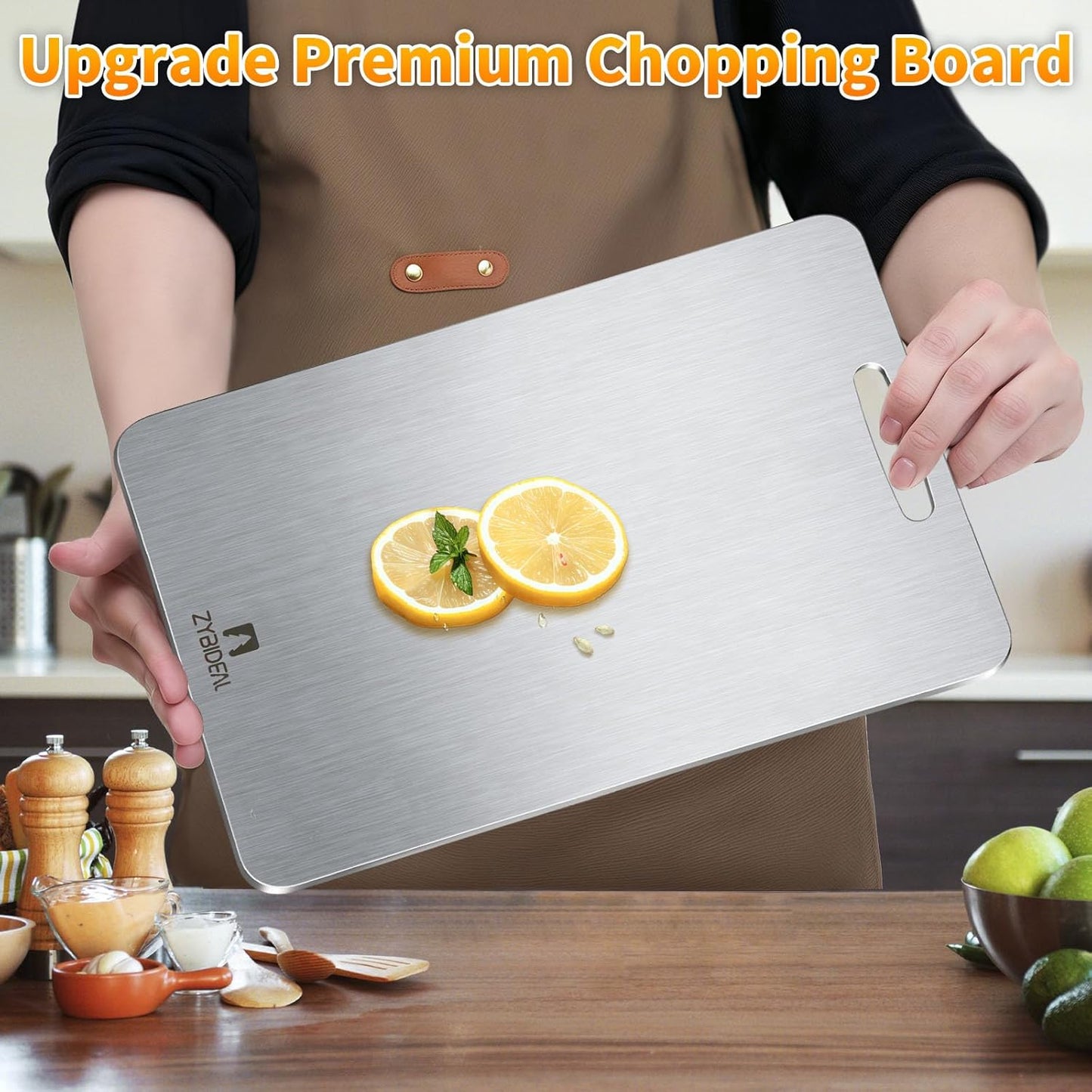 Pure Titanium Cutting Board, Stainless Cutting Boards for Kitchen, Double-Sided Food Grade Chopping for Meat, Vegetable & Fruit (9 * 13)