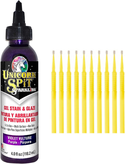 Unicorn SPiT Gel Stain and Glaze in One - Sparkle Violet Vulture 4 oz. Bottle Detail Sticks