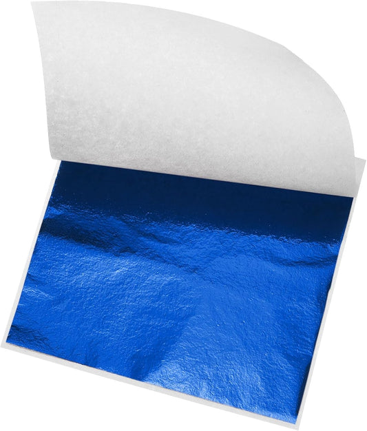 MECCANIXITY Gold Leaf Foil Sheet, Blue Leaf Papers, 3.3 Inch x 3.1 Inch for Art Decoration, Sculptures, Painting, Pack of 150 Pcs