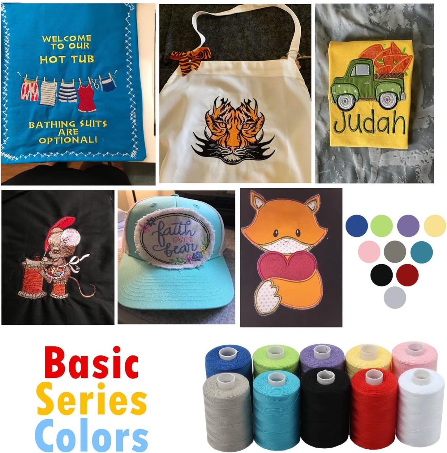 Simthread All Purpose Sewing Thread, 10 Spool Assorted Color 1000 Yards Each Bobbin Polyester Thread for Sewing, Handy Polyester Sewing Threads for Sewing Machine - (Basic Color Series)