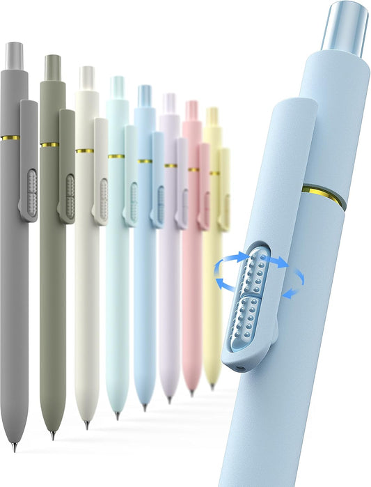 8 Pcs Gel Ink Pens, 0.7mm Fine Point for Smooth Writing Journaling Aesthetic Pens, Black Quick-Dry Long Lasting Fidge Pens, Cute School Office Supplies Gifts for Women （Morandi Black Ink）