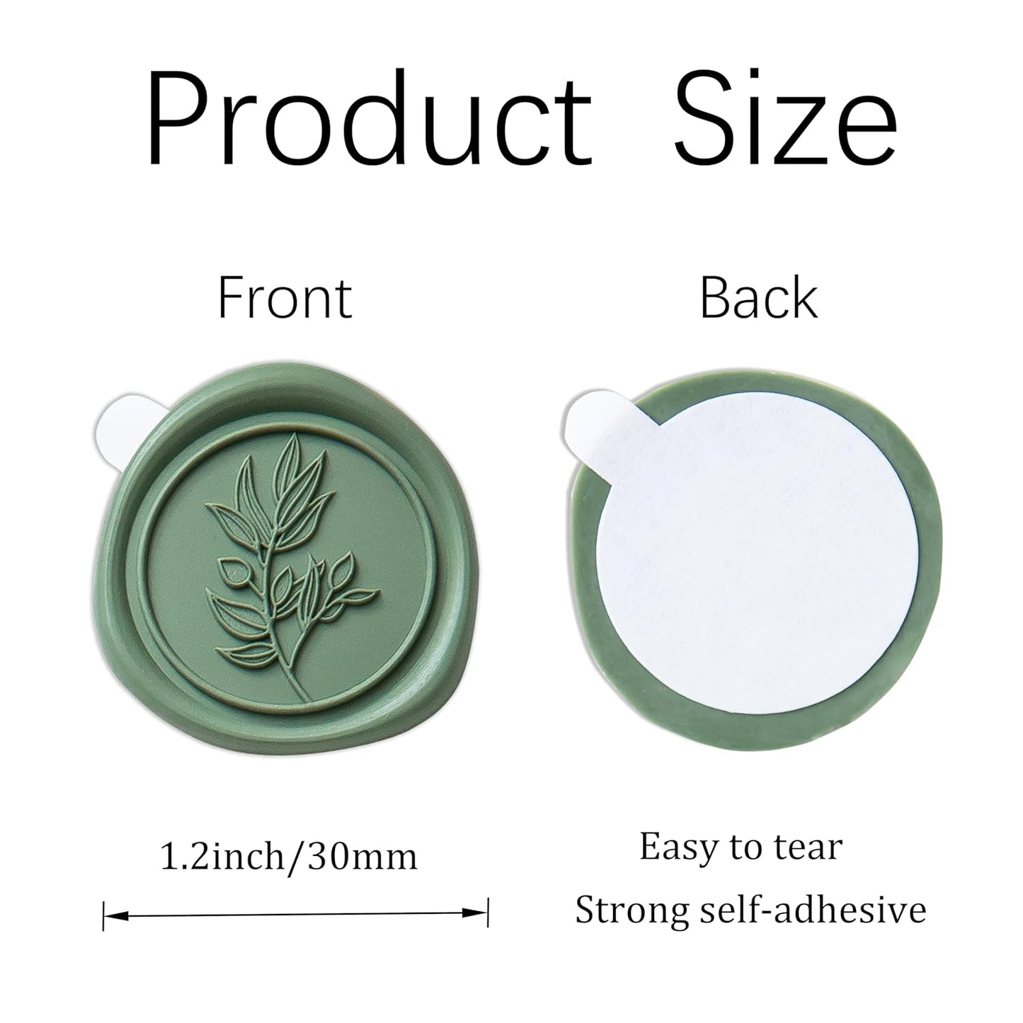 PONATIA Olive Green Wax Seal Stickers - 50 Pcs Self- Adhesive Wedding Envelopes Seal Stickers, Perfect for Invitation, Christmas Cards, Gift Wrapping, Party Menu Décor