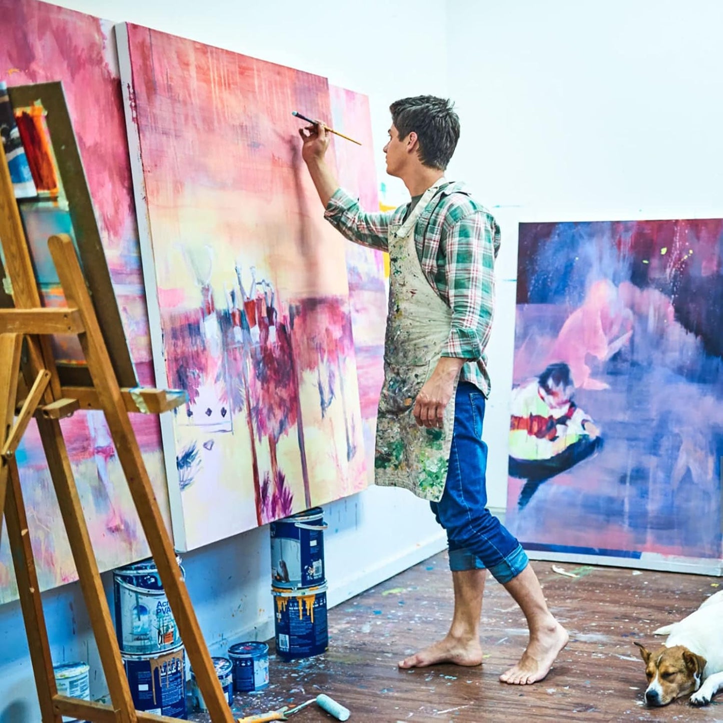 Large Canvases for Painting 36x48 Inch 2-Pack, 12.3 oz Triple Primed Acid-Free 100% Cotton Stretched Canvas, Blank Large Canvas for Oil Paint Acrylics Pouring & Wet Art Media