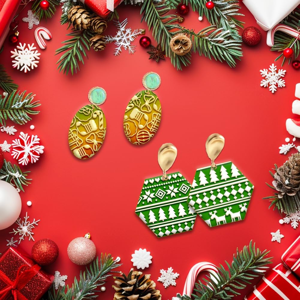 4PCS Christmas Polymer Clay Texture Sheets Set for Using with Clay Cutters, Snowflake Clay Texture Mats, Jewelry Making DIY Christmas Craft Tools