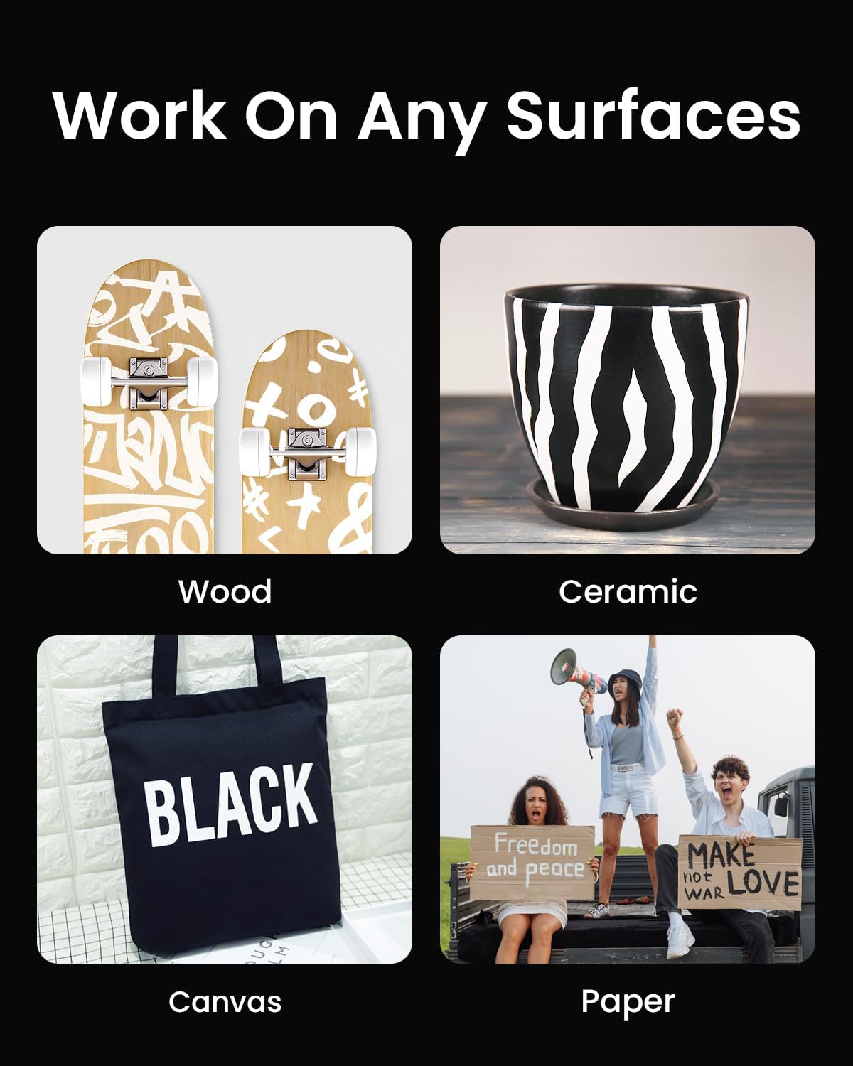 White Poster Markers Jumbo Paint Pen: 5 pcs 15mm Wide Tip Thick Acrylic Paint Pen Large Graffiti Markers for Rock Painting, Stone, Sign, Canvas, Glass, Wood, Ceramic