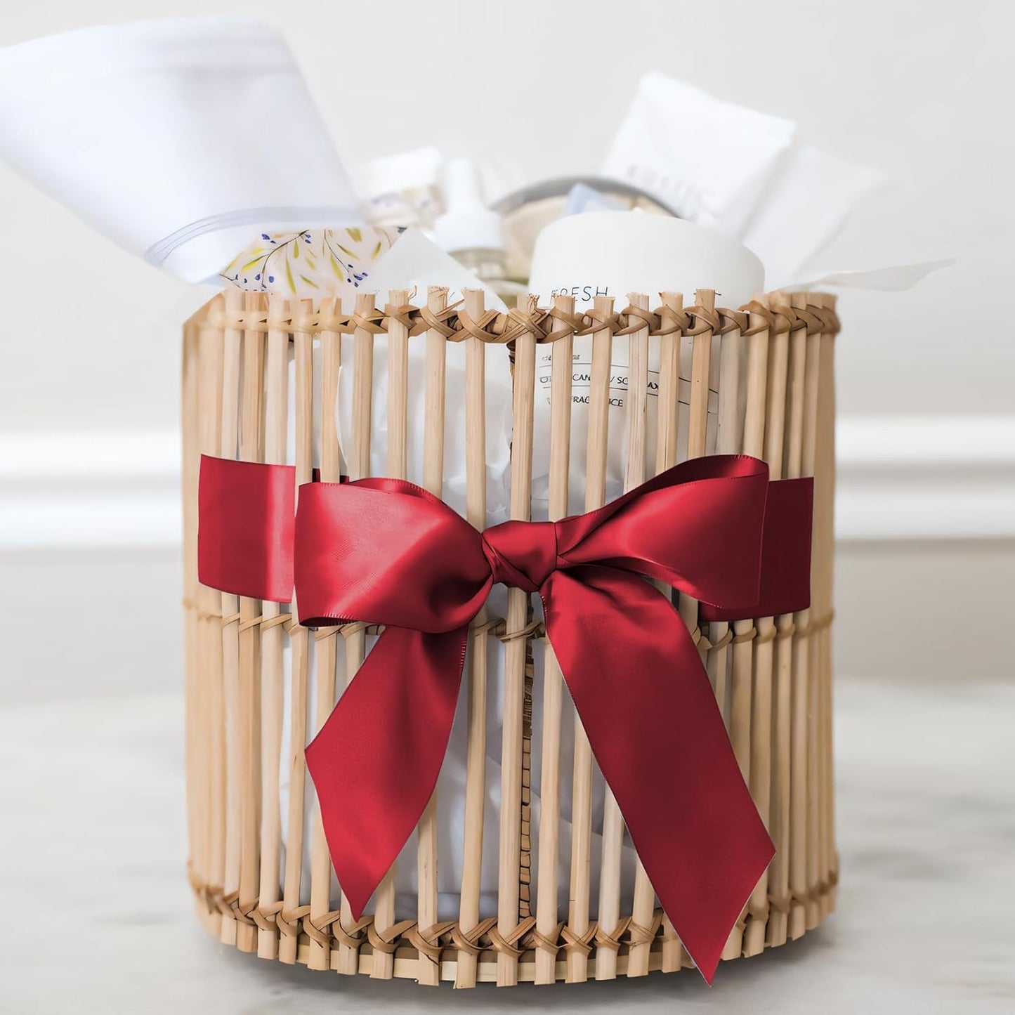 Red Satin Ribbon 1-1/2" X 50 Yards Solid Color Double Faced Ribbons Perfect for Crafts Wedding Decor Bow Making Arts Sewing and More