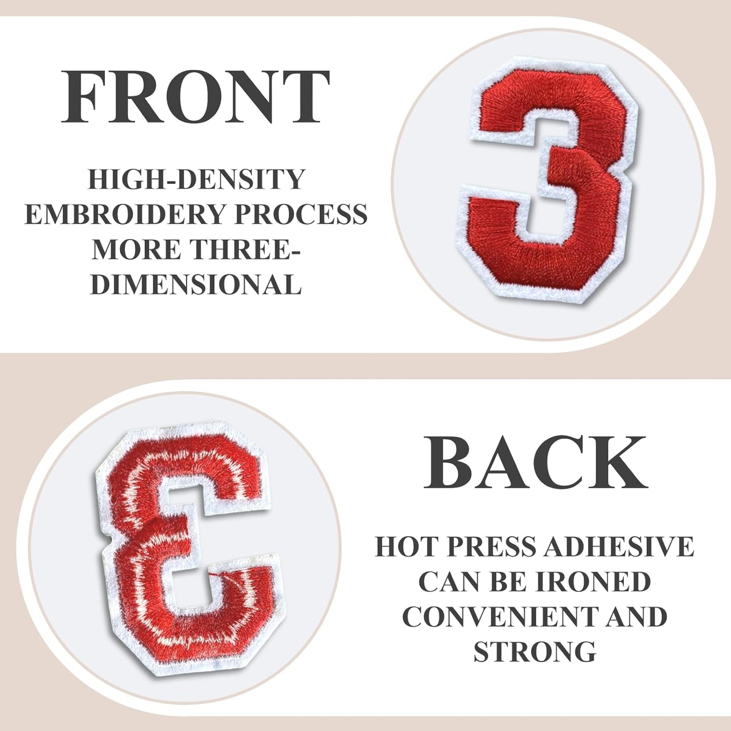 Number Iron On Patches, Numbers 0-9 Embroidery Applique Patch, DIY Decorative Heat Press Patches for Clothing Jeans Jackets Backpacks Hats (Red 50 Pcs)