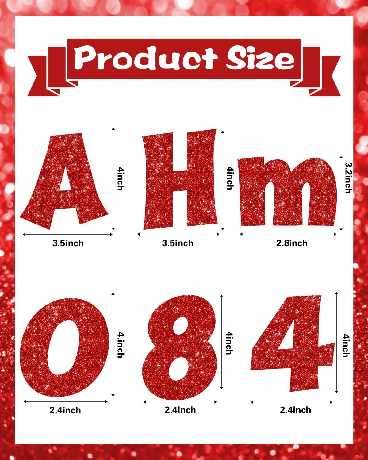237 Pcs Glitter Bulletin Board Letters, Numbers and Punctuation, Poster Board Letters Alphabet Cut Out Cardboard Letters Accessories for Classroom Display Decorating Supplies 4inch (Red)