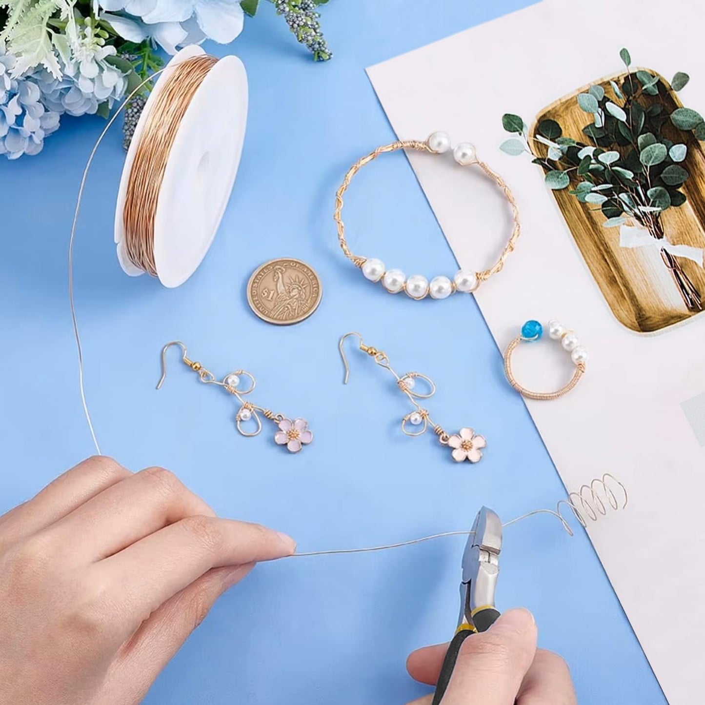 0.4 mm Dia. 10 Rolls Copper Jewelry Wire, 10 Assorted Colors Beading Wire for Jewelry Making Bracelet Earrings Rings Necklaces Flower Craft Projects