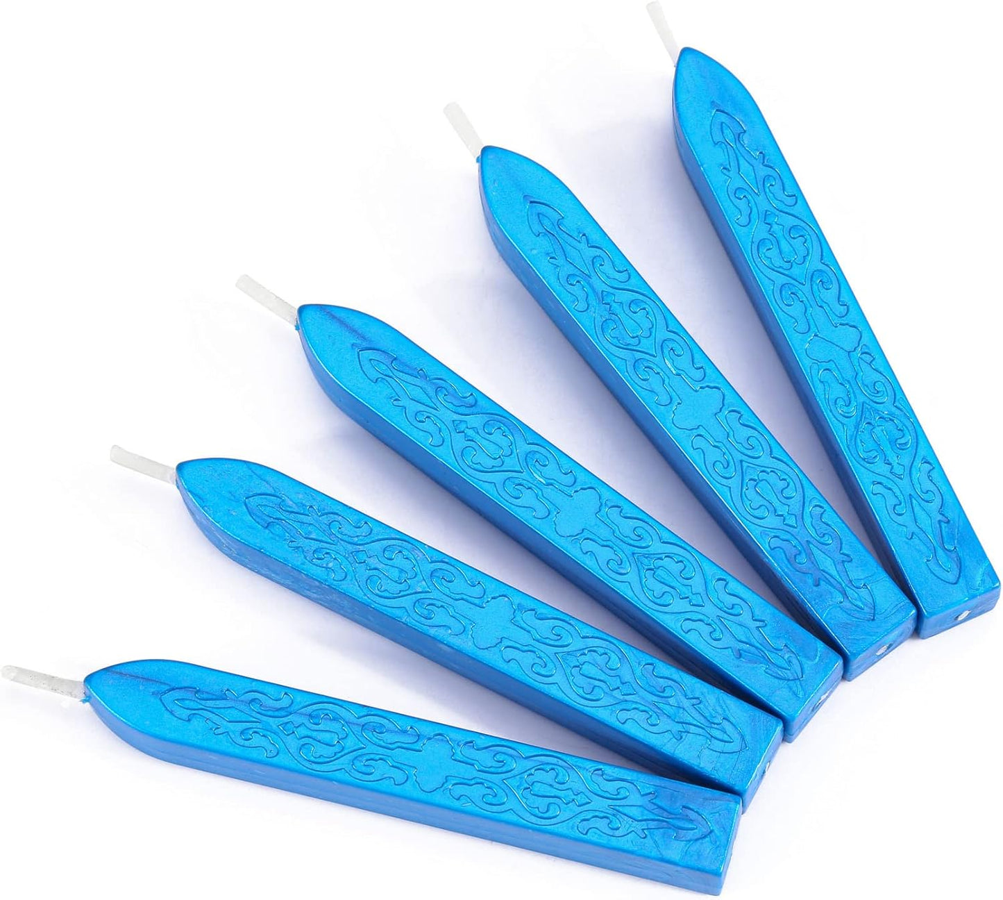 Yoption 5 Pcs Totem Fire Manuscript Sealing Sticks with Wicks Multi-Color Cord Wick Sealing Wax for Postage Letter Retro Vintage Wax Seal Stamp (Royal Blue)