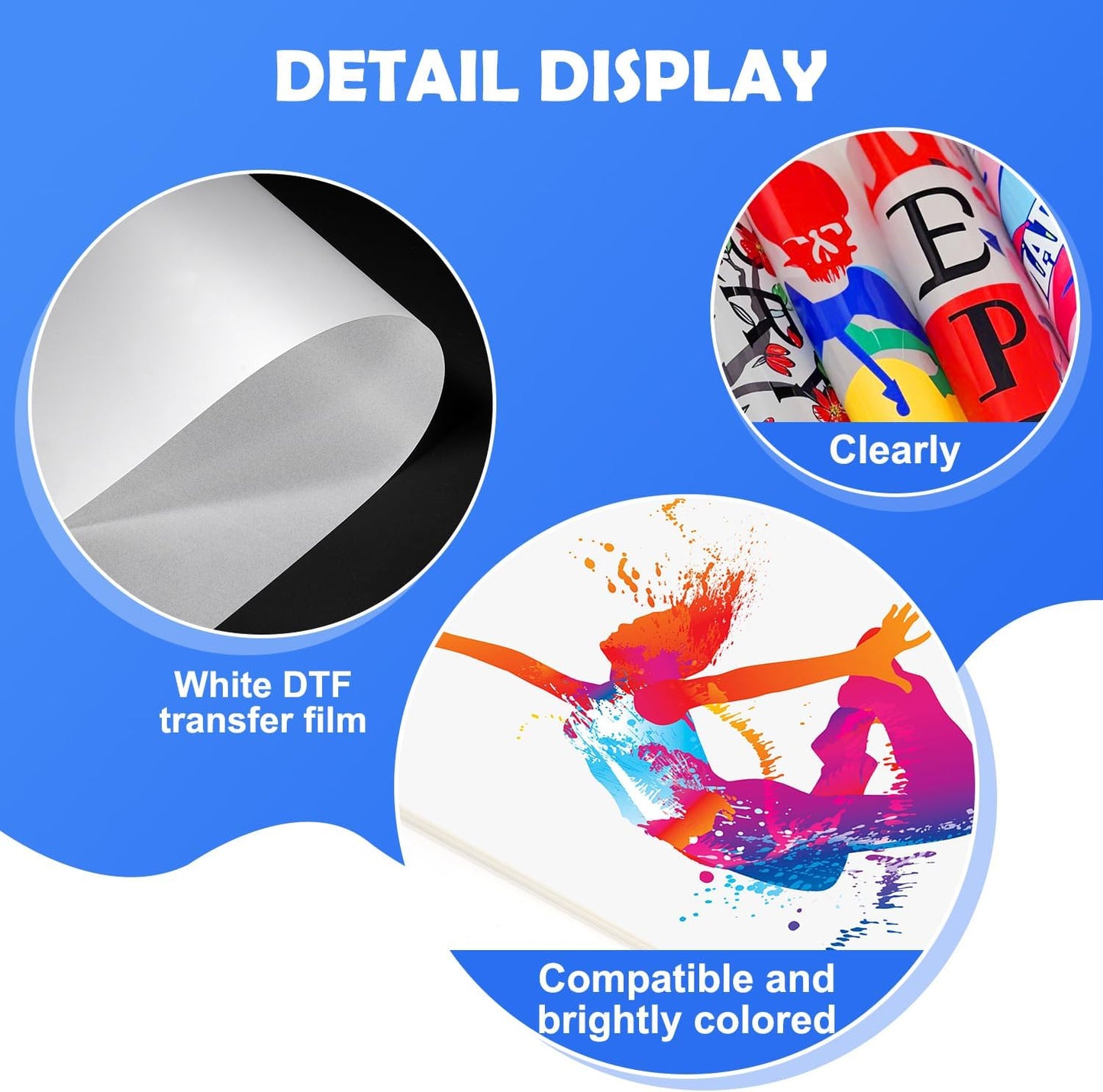 ZEHRAI 50 Sheets DTF Transfer Film 8.5" x 11" Double Sided Matte, Clear Cold Peel, Direct to Film Heat Transfer Film for All Fabric and Colors T-Shirts Textile