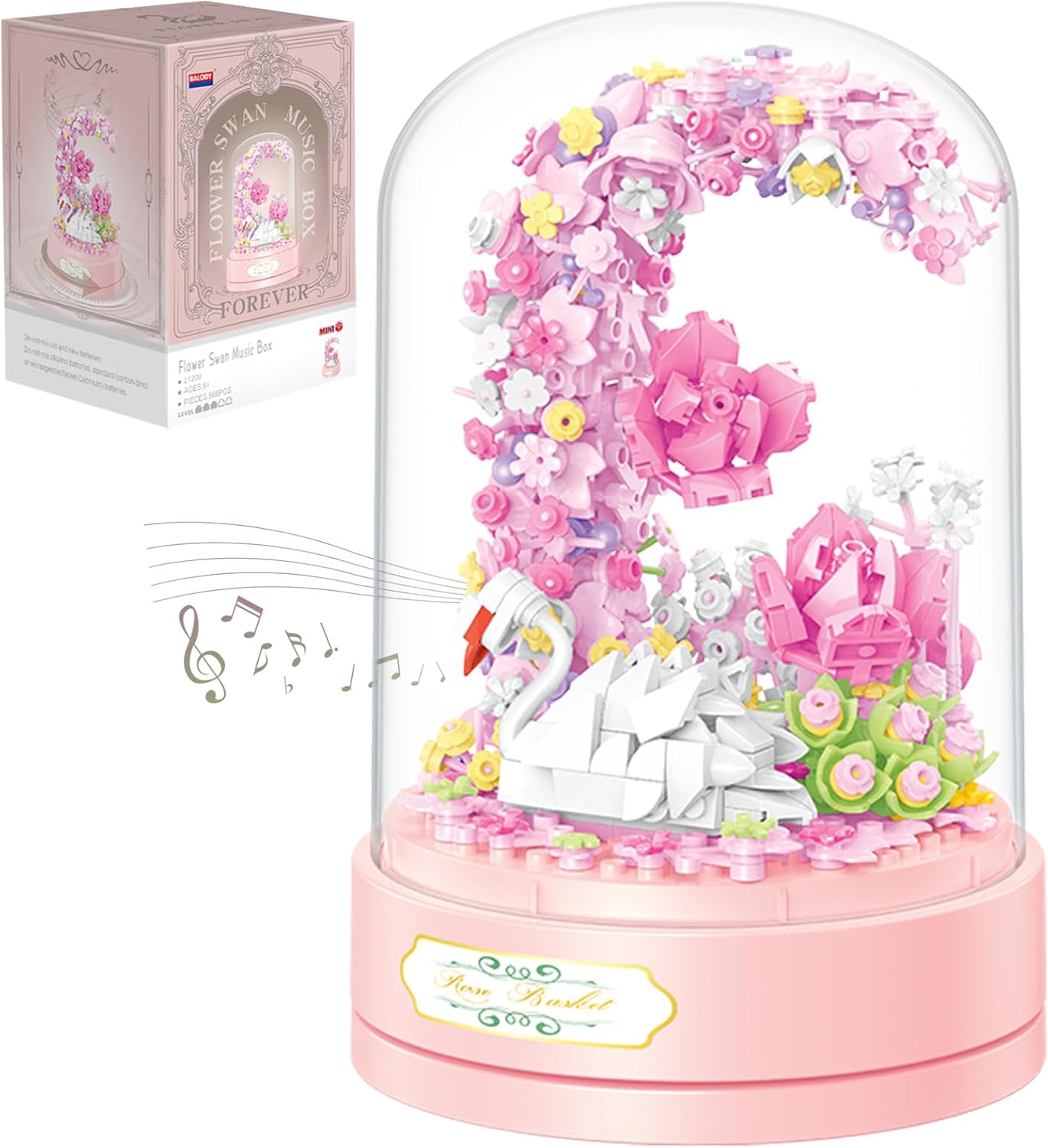 Flower Bouquet Building Set Plants Friends Sets Adults Bonsai Tree Flowers Building Blocks Set Botanical Collection Valentine's Birthday Gift for Girls Mom Women Girlfriend（Swan）