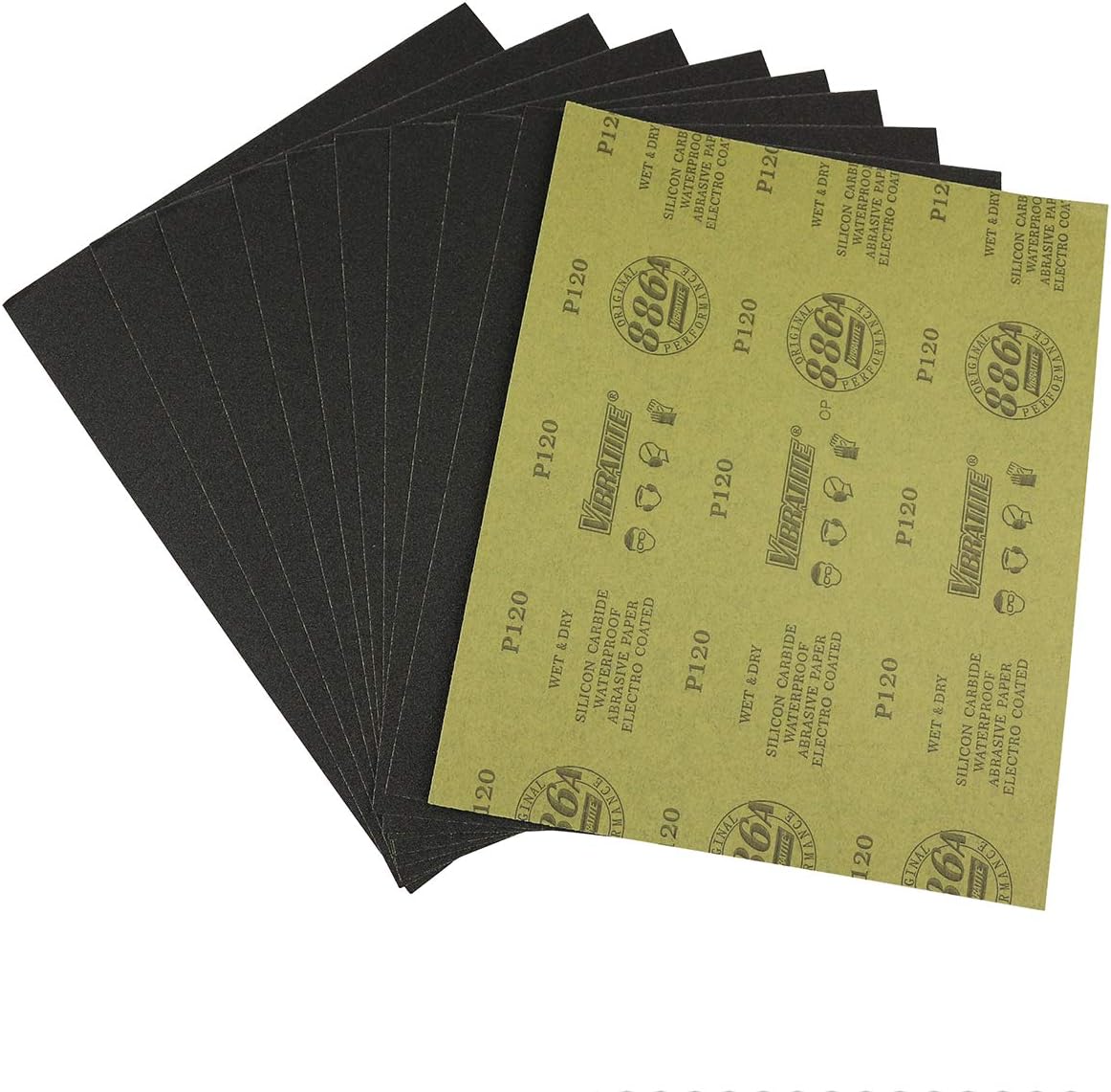 Sandpaper Sheets, 120 Grit Dry Wet Sand Paper, 9 x 11 Inch,Silicon Carbide, for Wood Furniture Finishing,Metal Sanding and Automotive Polishing,10 -Sheet