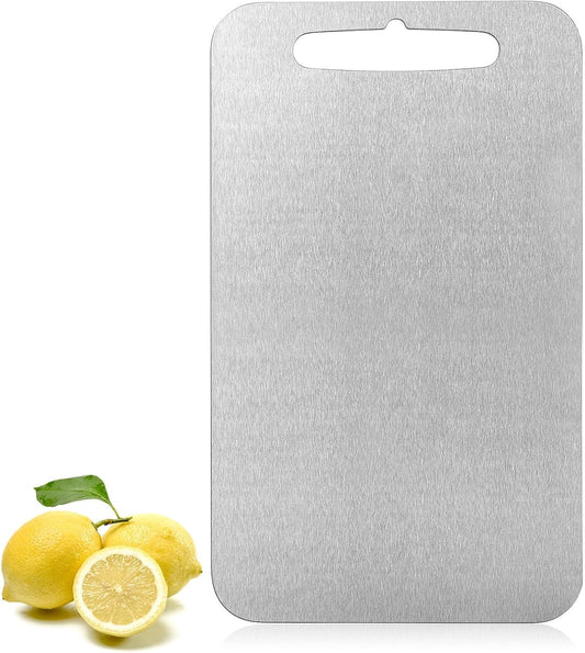 Pure Titanium Cutting Board - Double-Sided Titanium Cutting Board for Kitchen with Bamboo Side
