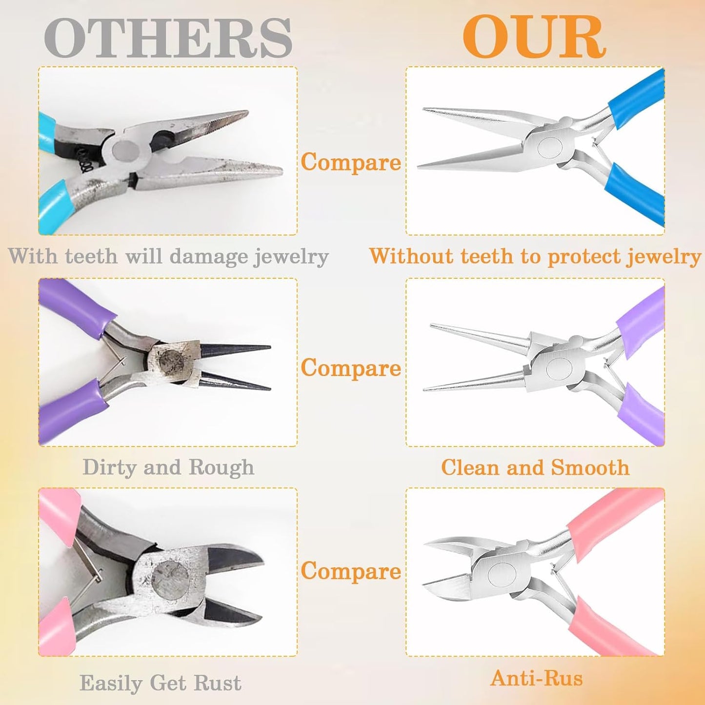 3 Pack Jewelry Pliers Set, Mini Pliers Set with Needle/Round, Carbon Steel Jewelry Tools with Storage Box, Applicable to Jewelry Making Supplies, Handicrafts, Earring Making