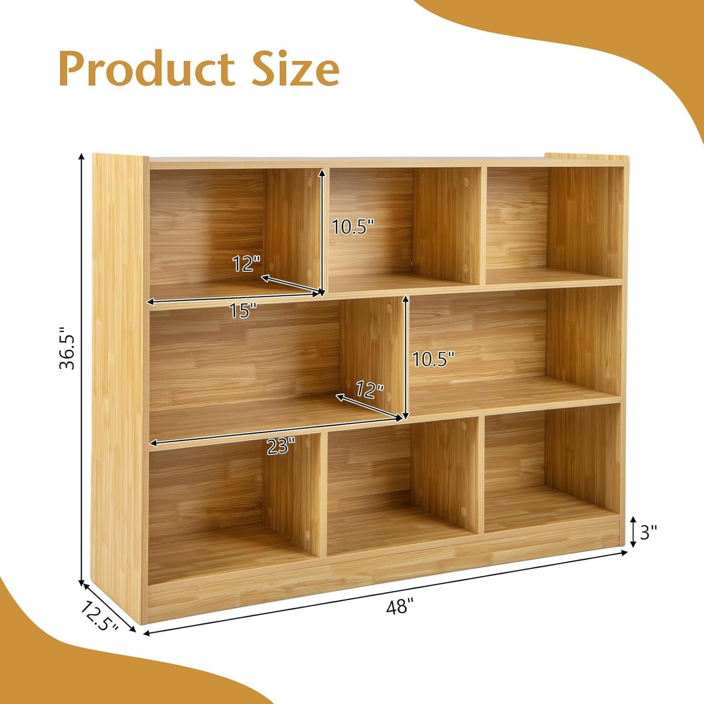 Giantex 8 Cube Bookcase, Freestanding 3-Tier Open Bookshelf, Modern Storage Display Cabinet, Wood Cube Storage Organizer for Living Room, Kid’s Room, Burlywood