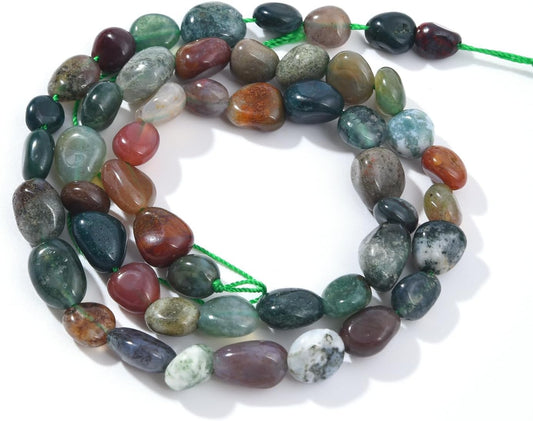 Indian Agate Pebble Nugget Oval Free Tumbled Stone 6-8mm Natural Gemstone Loose Beads Approx 15.5 inch for DIY Jewelry Making