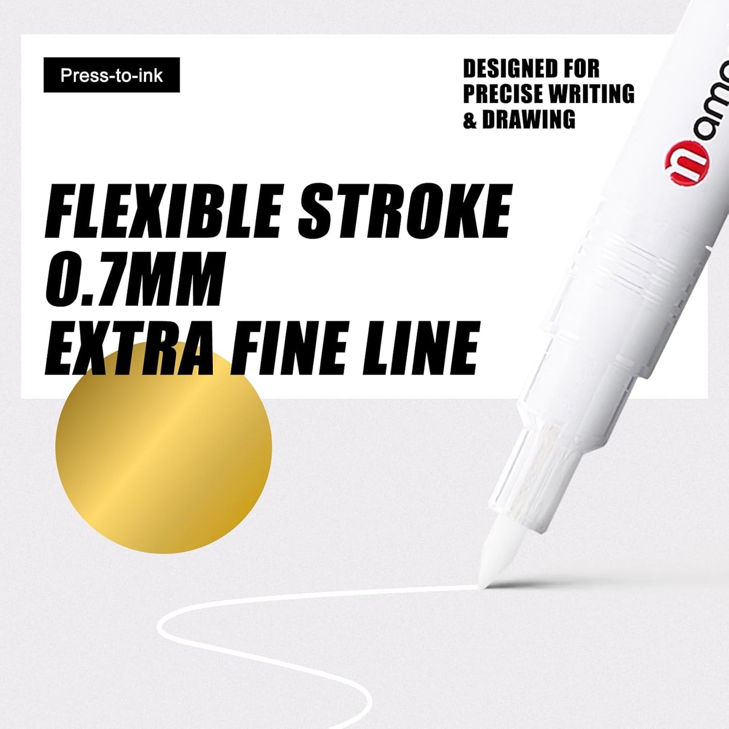 White Paint Marker Pens 6 Pack 0.7mm Extra Fine Tip, Permanent Acrylic Ink for Rock, Wood, Metal, Glass, Ceramic, Plastic, Canvas, Pens for DIY Crafts, Art & Fine Detailing