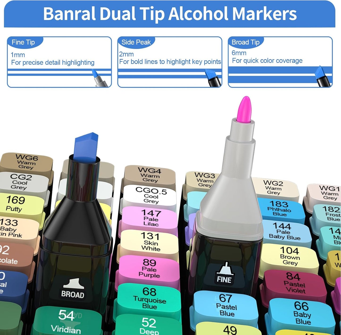 Banral 120 Colors Alcohol Markers, Premium Dual Tip Alcohol Based Art Markers Set for Adult Kids Coloring Drawing Sketching Permanent Brush Markers, Sketch Artists Markers Pens with Carry Case