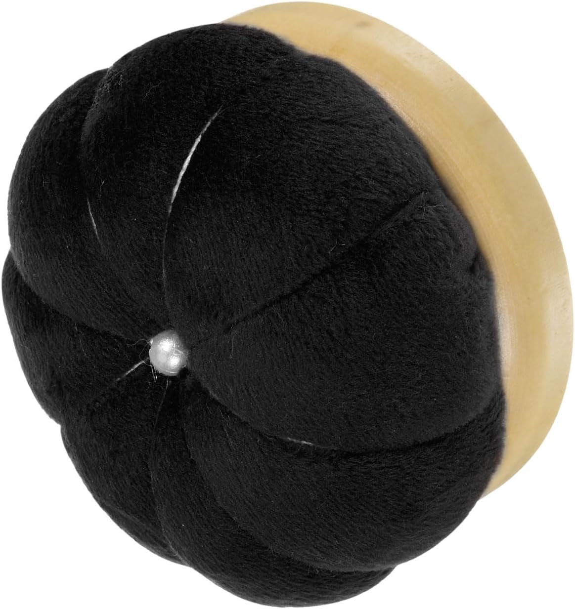 HARFINGTON Wooden Base Needle Pincushions Japanese Style Pin Cushions Round Pin Cushion Needle Holder for Sewing Quilting Needlework DIY Crafts, Black