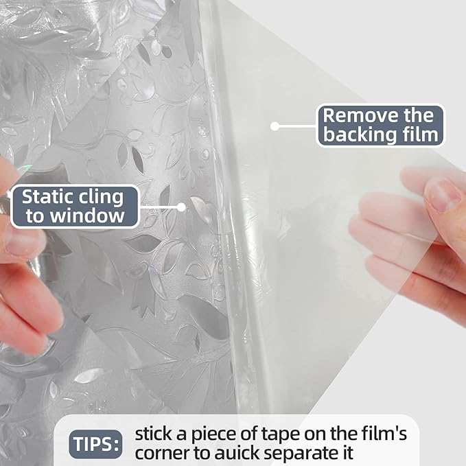 Frosted Glass Window Privacy Film Decorative, Bathroom Window Privacy Film for Glass Windows Cover, Static Cling, Removable, Reusable, Anti-UV, Heat Blocking, with Tools 35x78inch