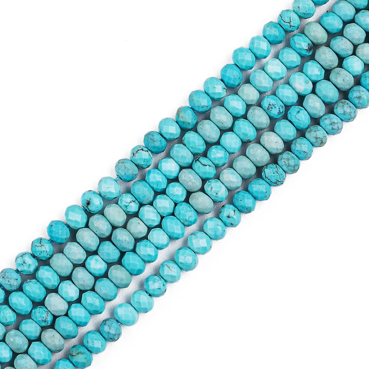 Natural Blue Turquoise Beads 4x2mm 120pcs Faceted Rondelle Loose Semi Gemstone Beads for Jewelry Making Design
