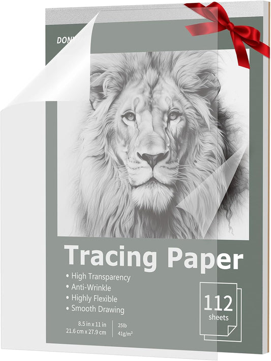 Tracing Paper 8.5" x 11", 112 Sheets Transparent Vellum Paper for Tracing Pads, Christmas Birthday Gifts for Adults Teens, 25lb/41gsm Translucent Tracing Paper for Sketching, Drawing, Overlays