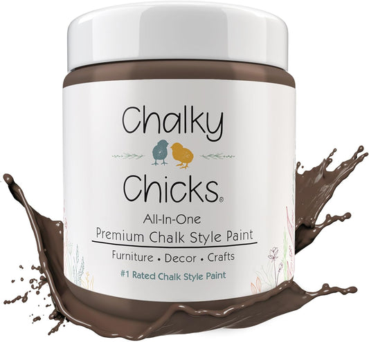 Chalky Chicks All-in-One Chalk Paint for Furniture or Cabinet - 8 Fl Oz - Matte Finish Alaskan Brown Bear for Metal, Wood Furniture Paint - No Sanding All-in-One for Home Decor & Crafts, USA Made