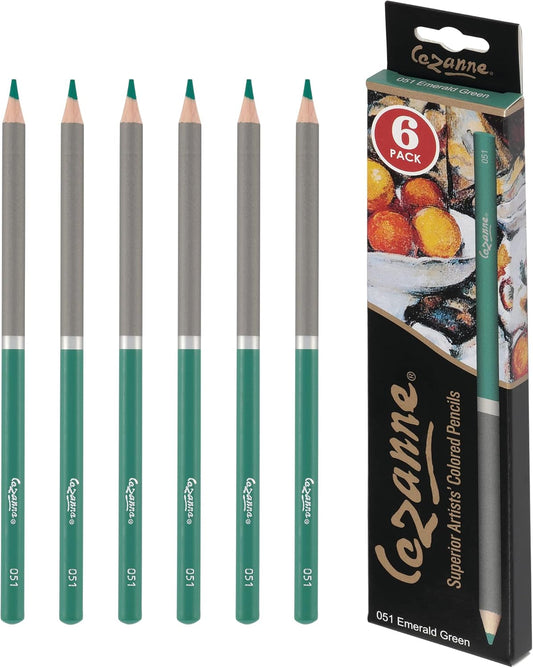 Creative Mark Cezanne Premium Colored Pencils Emerald 6 Pack - Highly-Pigmented Drawing Pencils - Coloring Pencils for Drawing, Blending, Coloring, and More