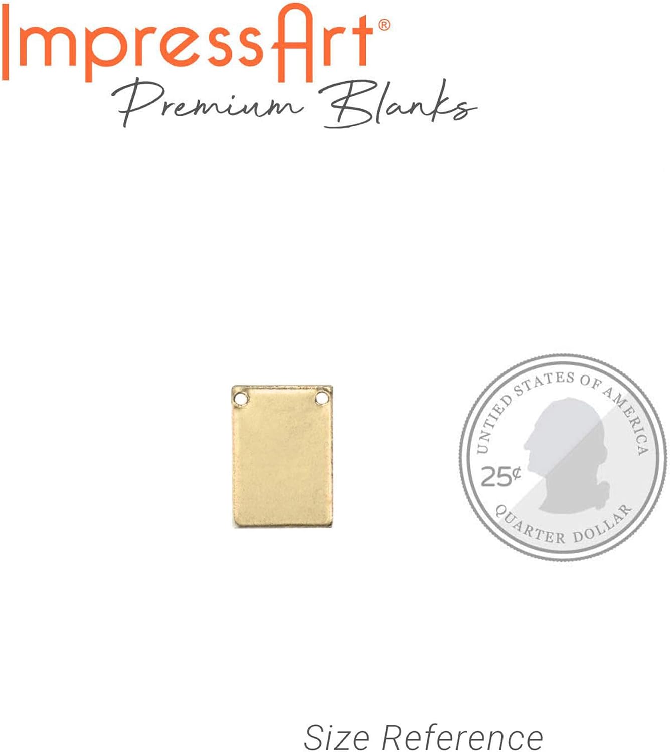 ImpressArt - Premium Metal Stamping Rectangle Blanks for Metal Stamping and Jewelry Making (24 Pack) (7/16" x 3/4" Rectangle w/ 2 Holes, Brass)