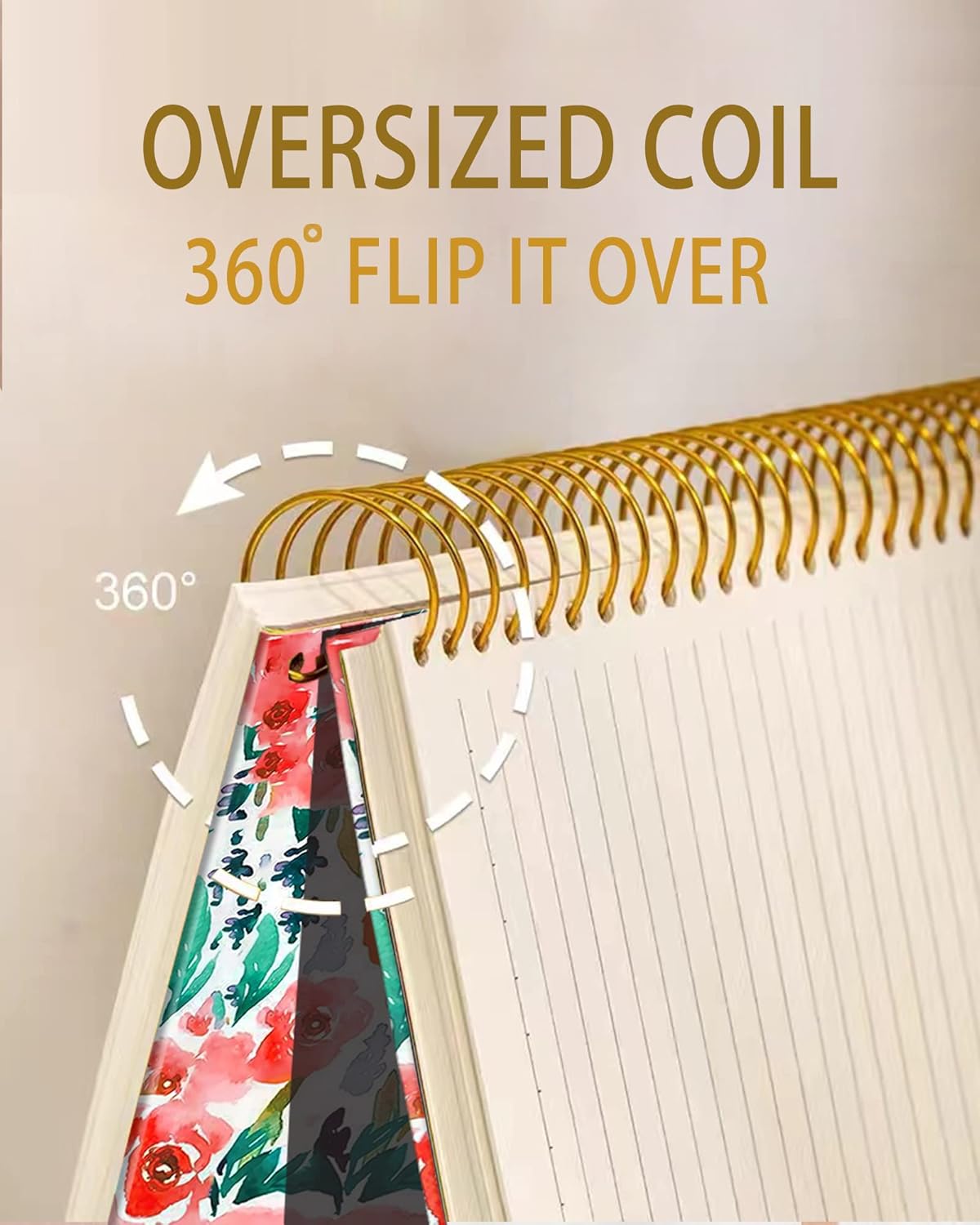 iampanda Spiral Journal Notebook,Cute Strong Twin-Wire Binding with Premium Paper for Girl Women,60 Sheets A5 College Ruled Notebook/Journal,Perfect for School Office Home Gifts,Watercolor Rose Floral