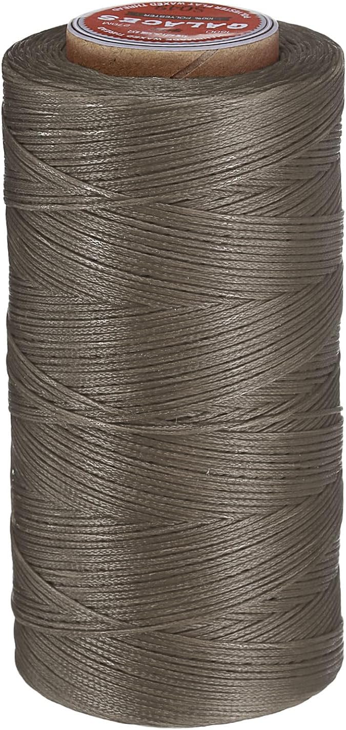 uxcell Flat Leather Sewing Waxed Thread, 270m / 295 Yards Polyester Wax String, 150D Wax Stitching Cord for Leather Crafts, Bookbinding, Bracelets Braided, Gray Brown