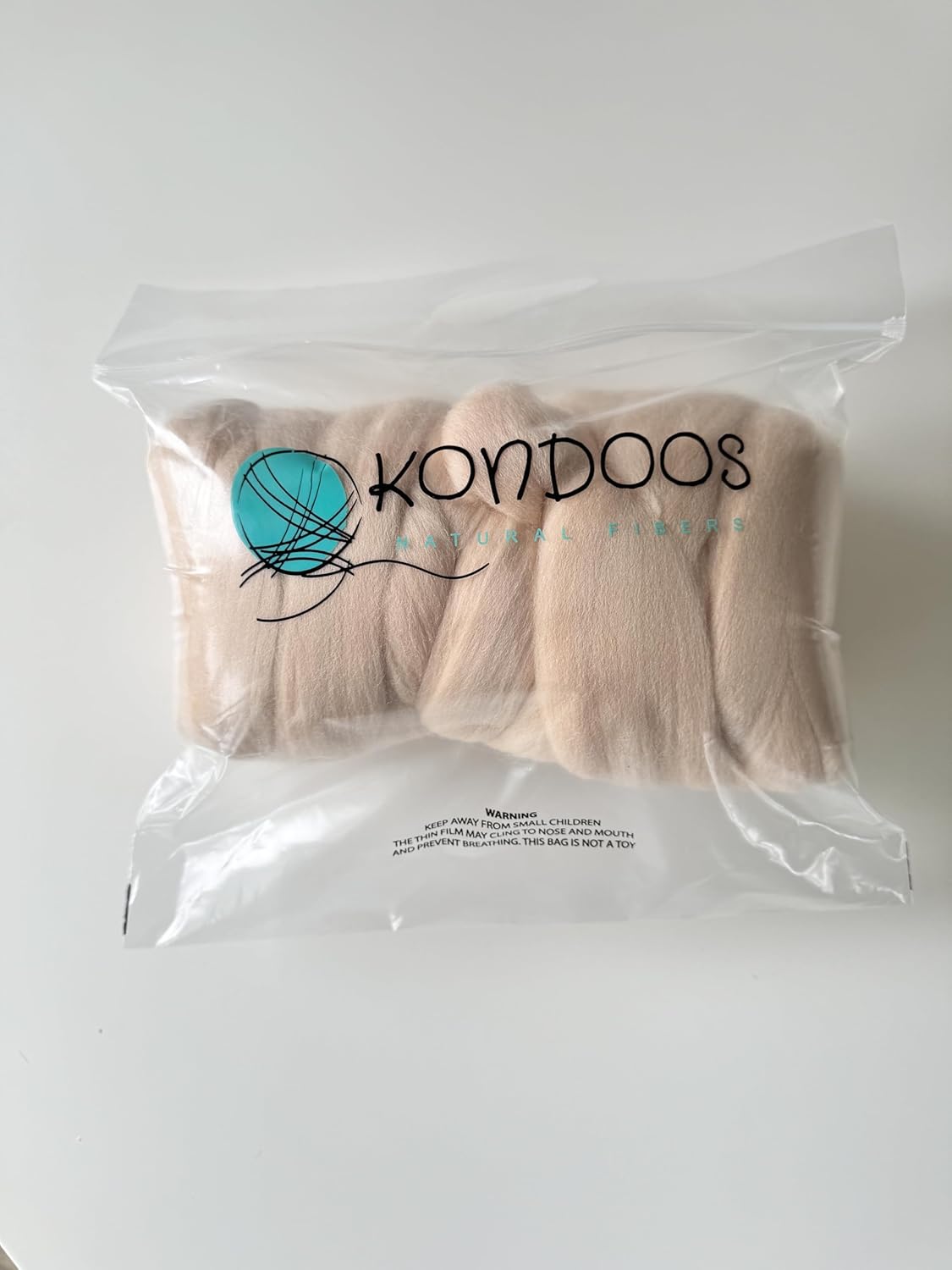 Kondoos Colored Natural Wool roving, 8 OZ. Best Wool for Needle Felting, Wet Felting, handcrafts and Spinning. (Nude Pink, 8 oz)