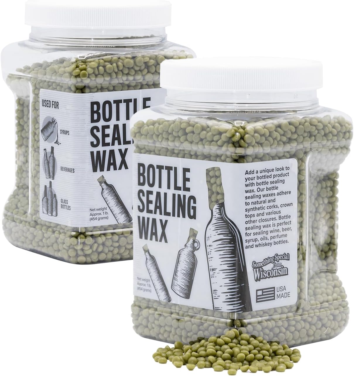 Blended Waxes, Inc. Bottle Sealing Wax, Pastille Wax Seal Beads For Wine, Beer, and Liquor Bottle Sealing, Seals Between 25-30 Bottles, 1 lb, Olive Green