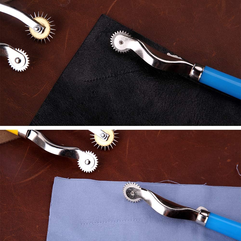 4 Pcs Tracing Wheel Sewing Tool with Packaging Bag, 2 Different Size Needle Point Tracing Wheel, Leather Paper Cloth Sewing Overstitch Wheel Tool