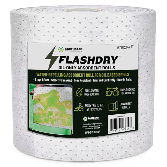 FlashDry Oil Absorbent Roll – High Absorbency of Oil-Based Liquids, Water-Repellent, Tear-Resistant, Premium Mats, Ideal for Garage, Driveway, Automotive, Marine Use, 15” in x 144' ft